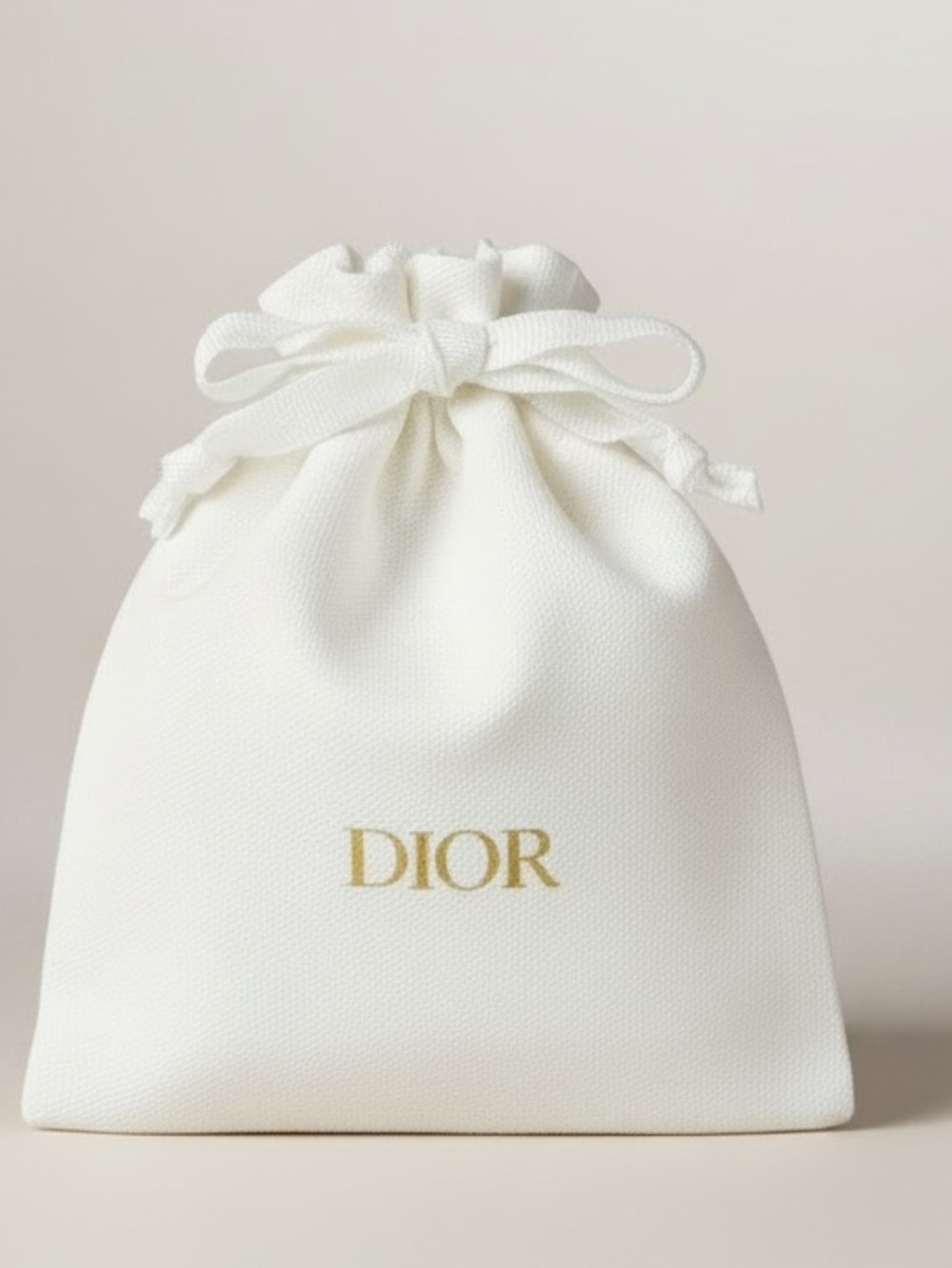 Dior beauty Cream Drawstring  Pouch with Gold Logo